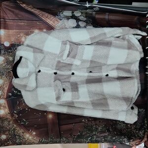 C.C. Boutique Cream and Tan Plaid Button-Down Shirt